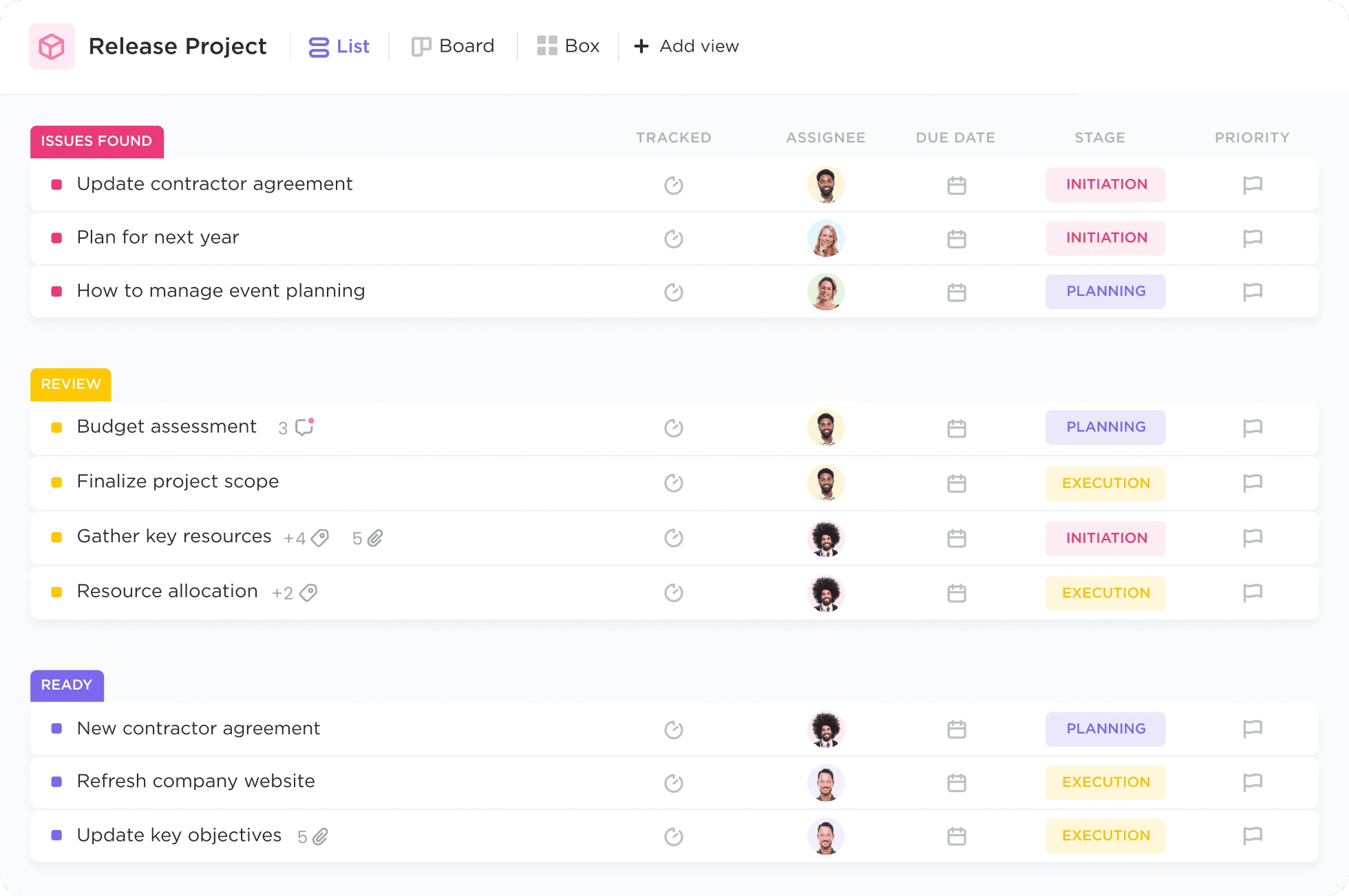 ClickUp tablero de proyectos
